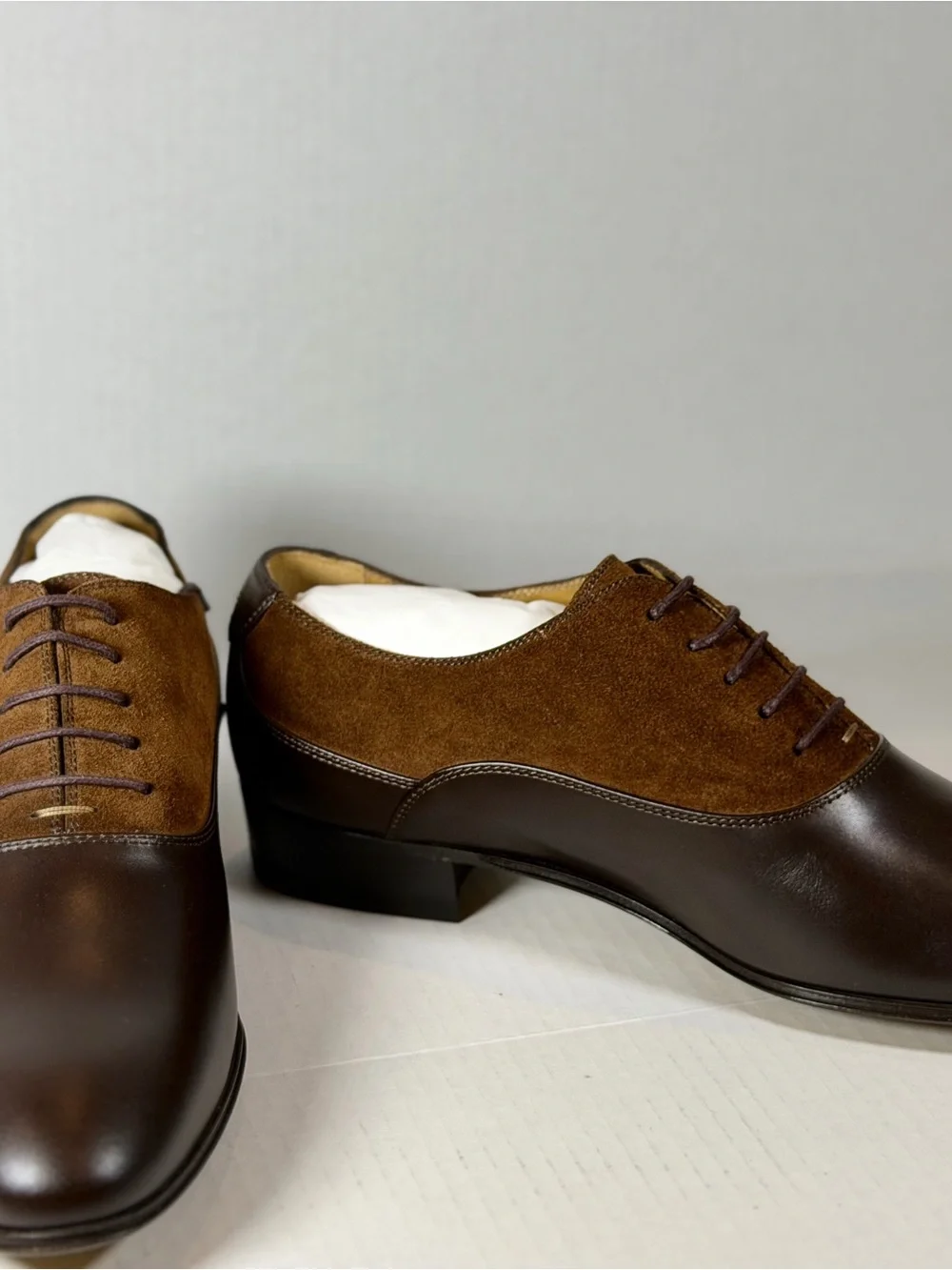Gucci Brown Two-Tone Leather and Suede Oxfords